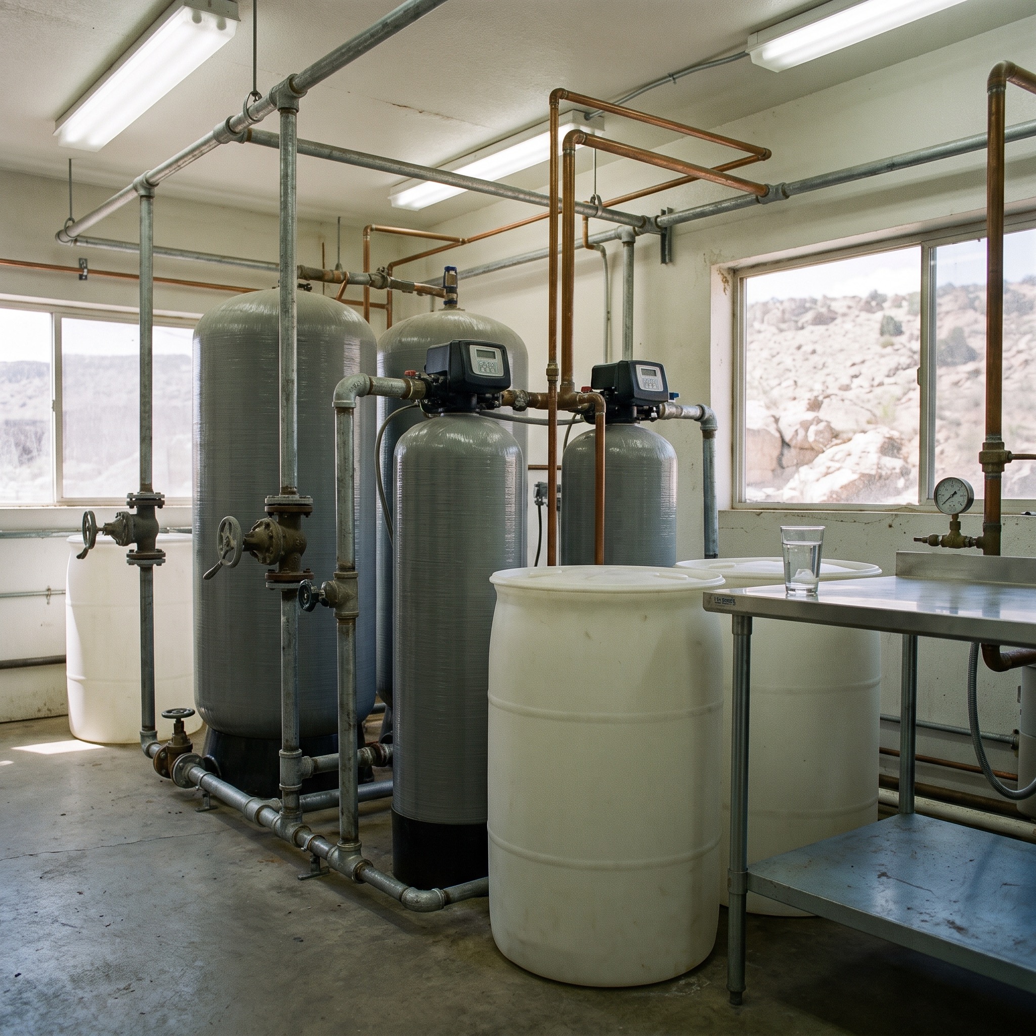 Commercial Water Softeners in Colorado Commercial water softener system installed in a Colorado business mechanical room
