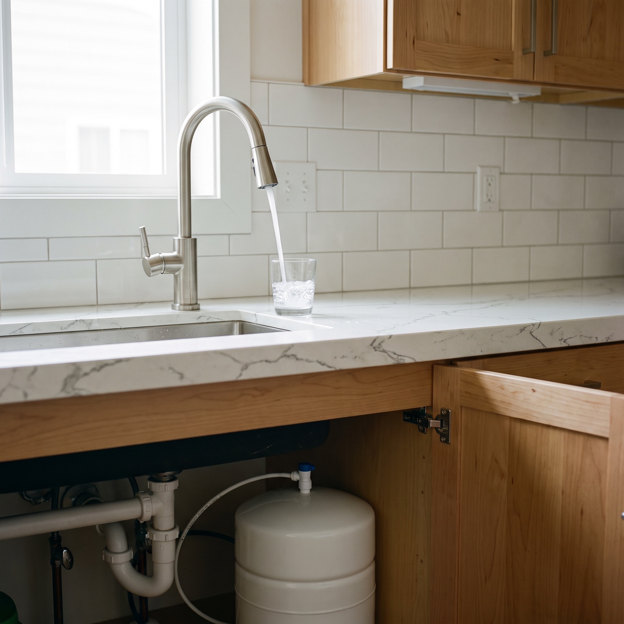 Reverse Osmosis Systems in Colorado Reverse osmosis system dispensing crystal clear water into a glass at a Colorado kitchen sink
