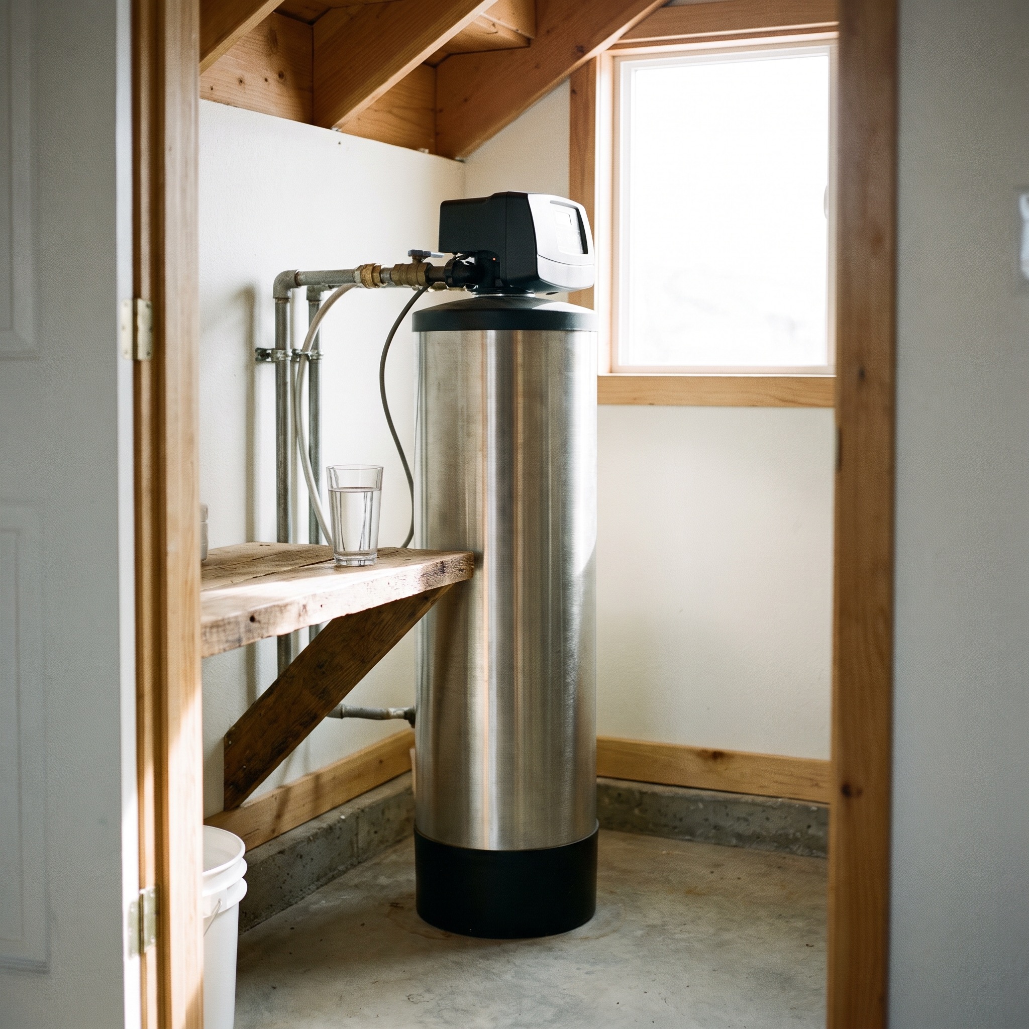 Salt-Free Conditioner Cost in Colorado Salt-free water conditioner system with a glass of clear water, conveying simplicity and low cost