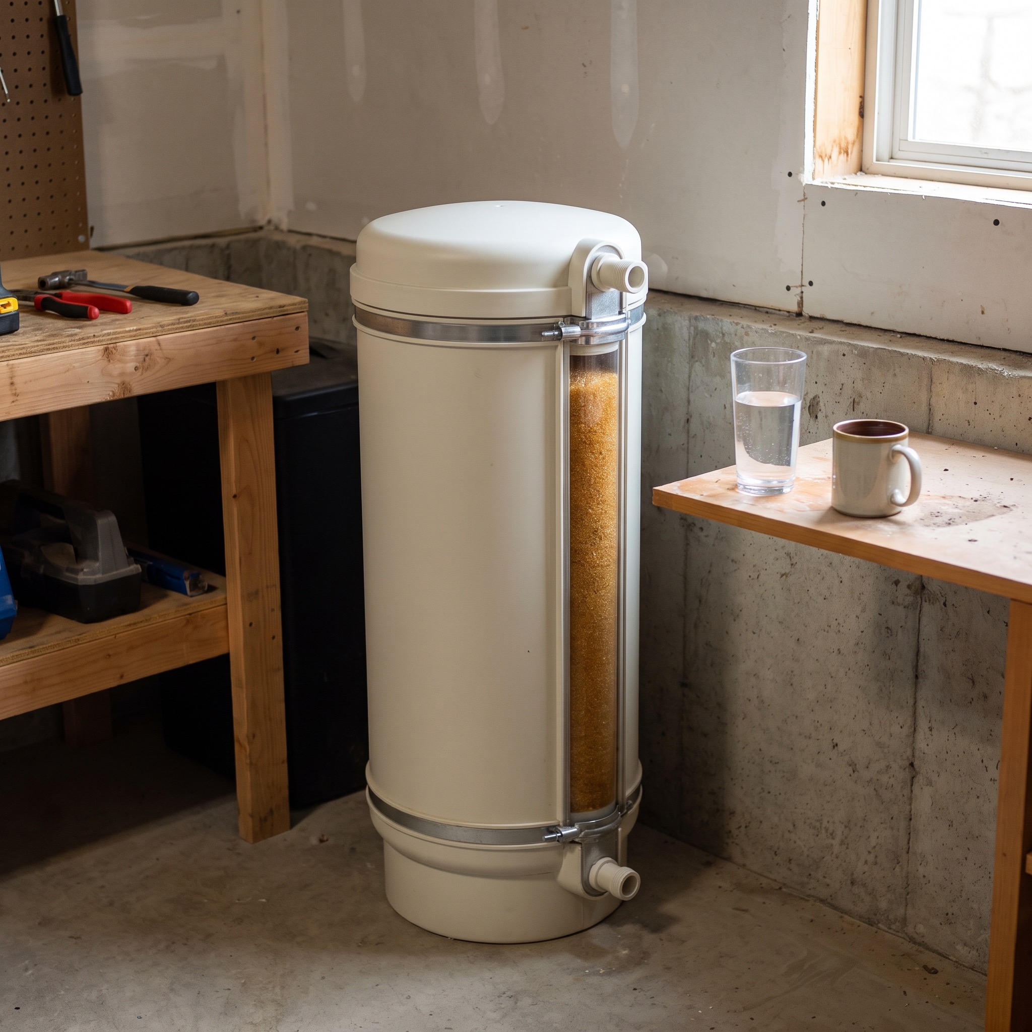 How TAC Technology Works in Colorado Salt-free water conditioner treatment tank showing granular TAC treatment media